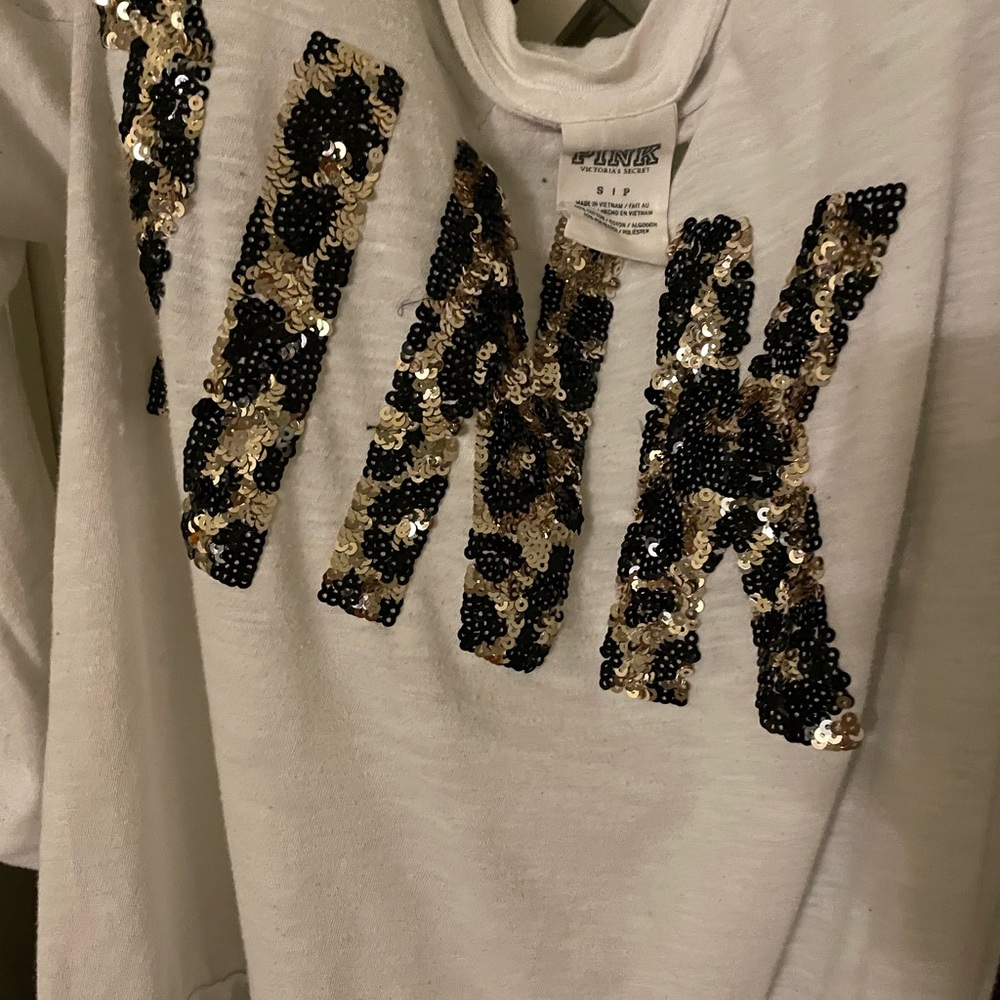 Leopard Sequence PINK logo long sleeve t-shirt